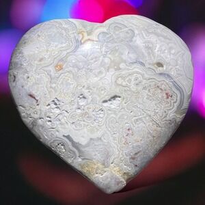 Mexican White Lace Agate‎ Druzy Heart Carving (15)